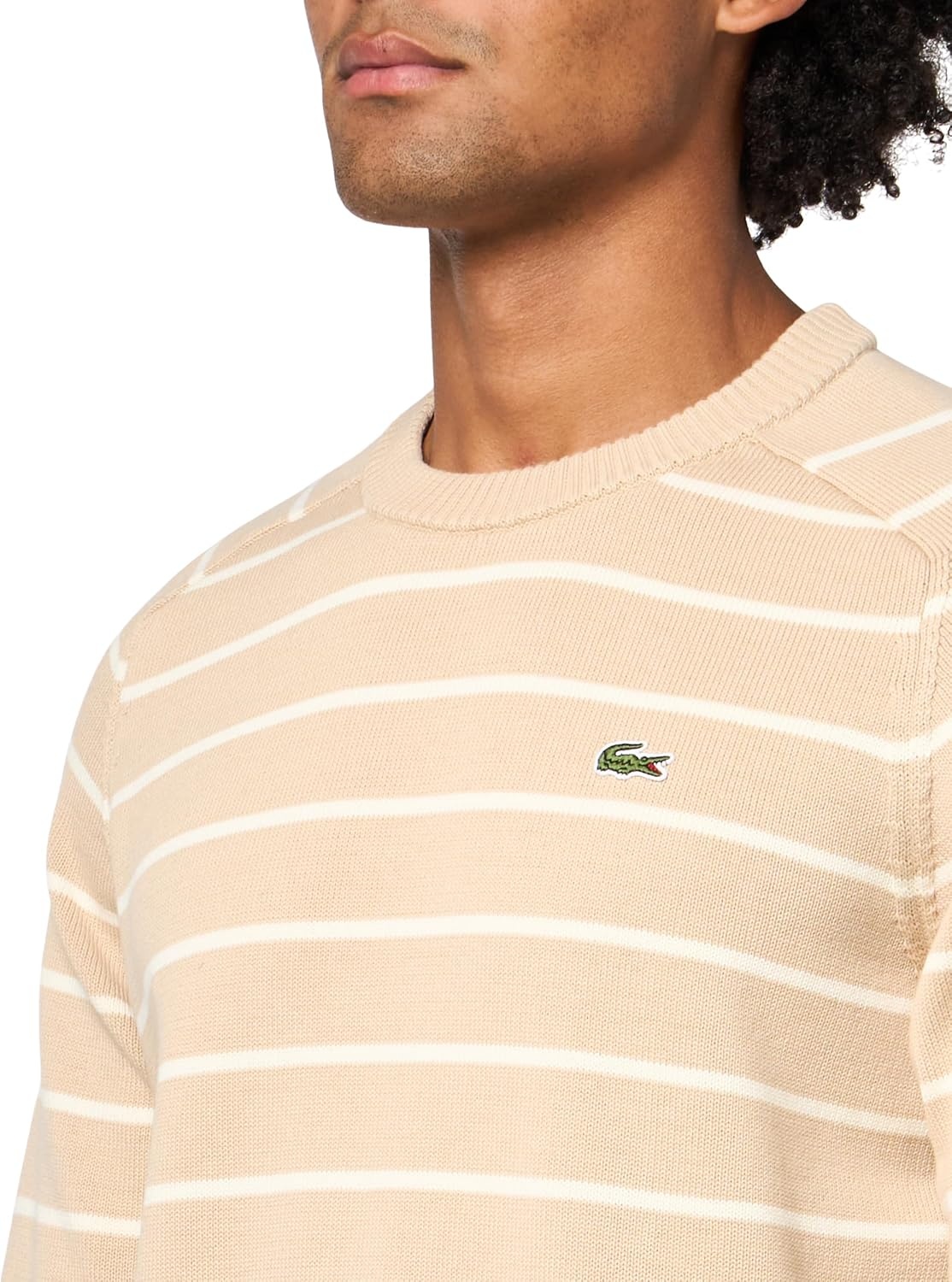 image:imageLacoste Mens Striped 3D Knit Cotton Crew Neck SweaterVienneseLapland