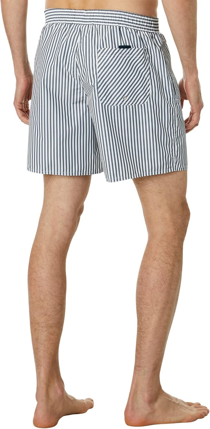 image:imageLacoste Mens Striped Swim TrunksNavy BlueFlour