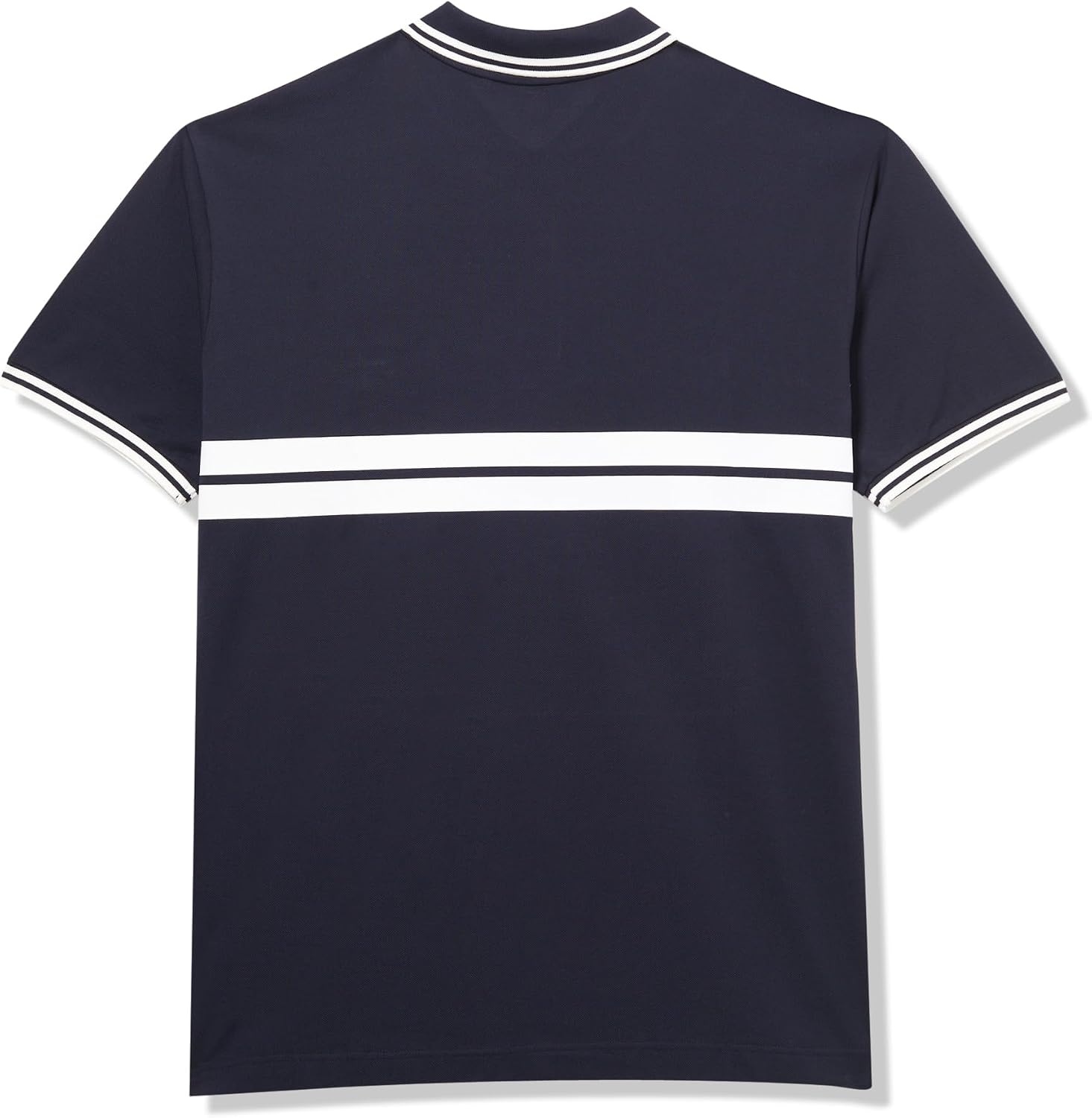 image:imageLacoste Mens Tall Fit L1212 Short Sleeve Classic Fit Striped PoloAbysmFlour