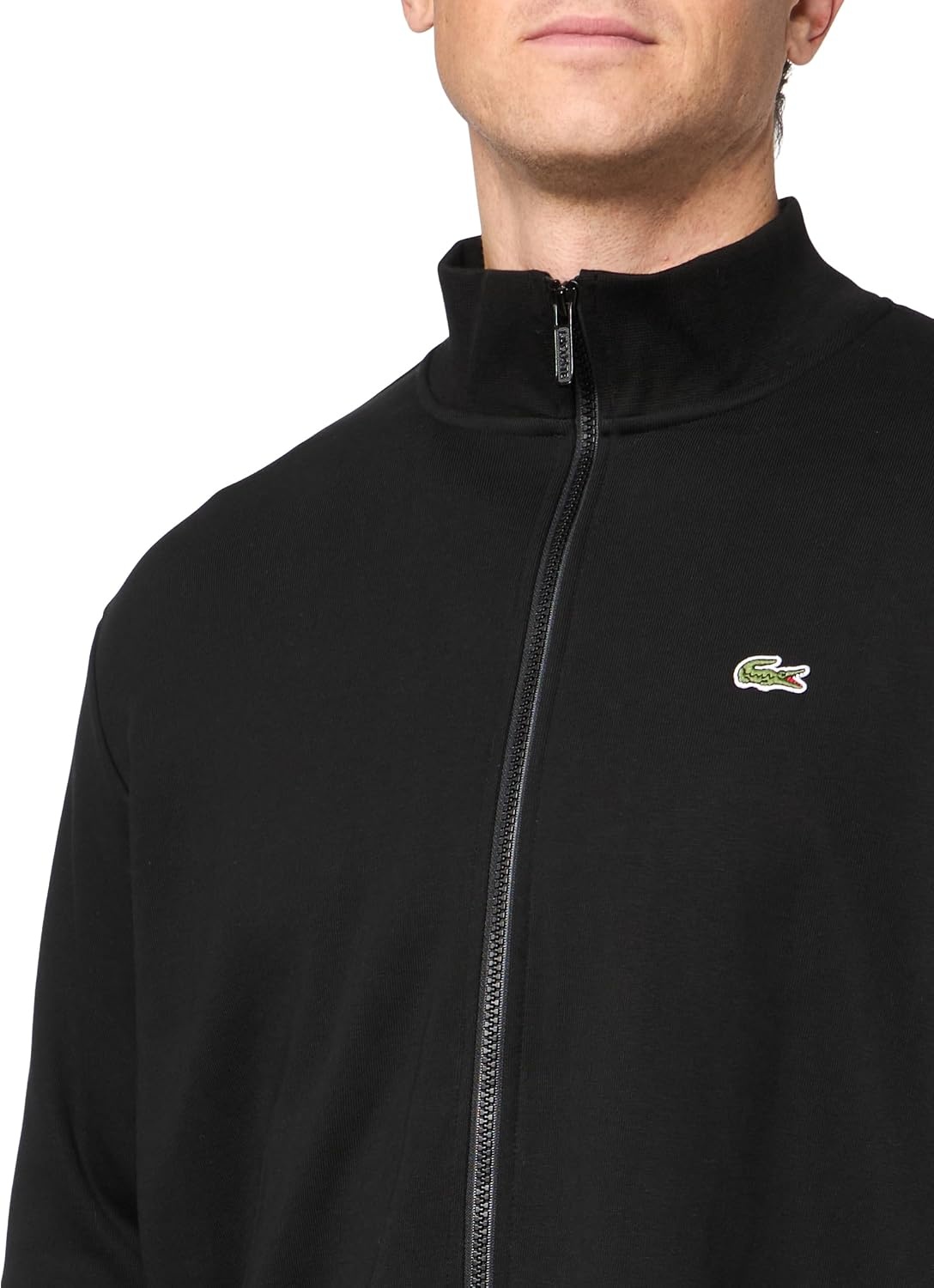 image:imageLacoste Mens Tall Fit Regular Fit Classic Zip Up Mock Neck SweatshirtBlack