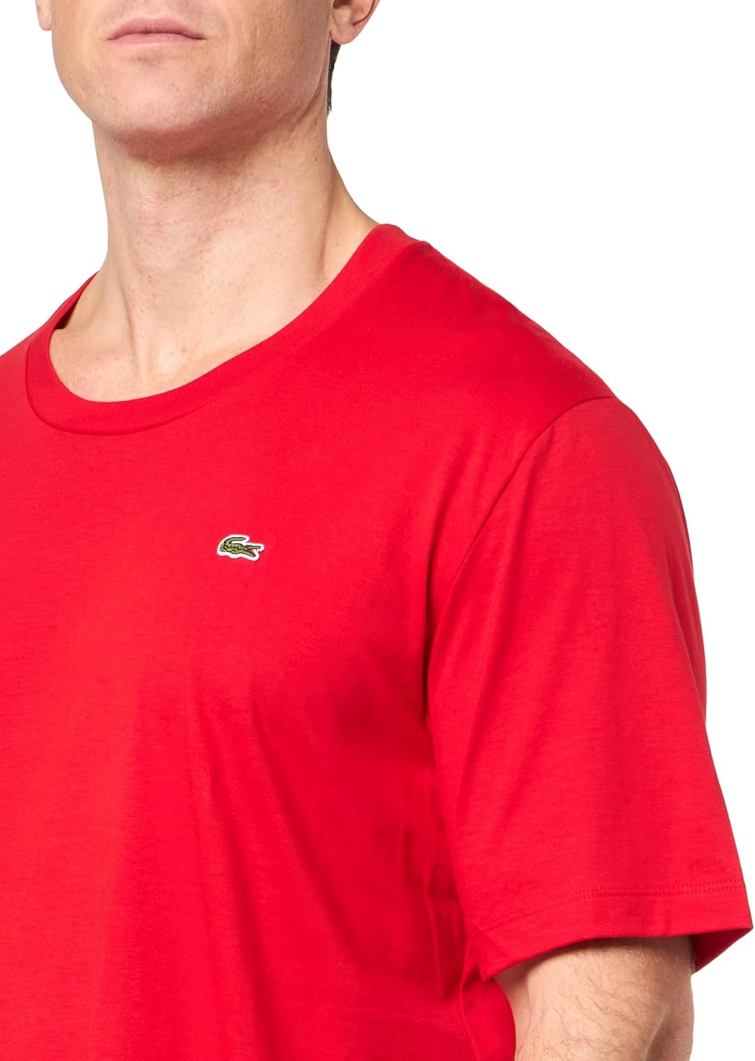 image:imageLacoste Mens Tall Fit VNeck Short Sleeve Regular Fit Pima Cotton TShirtRed