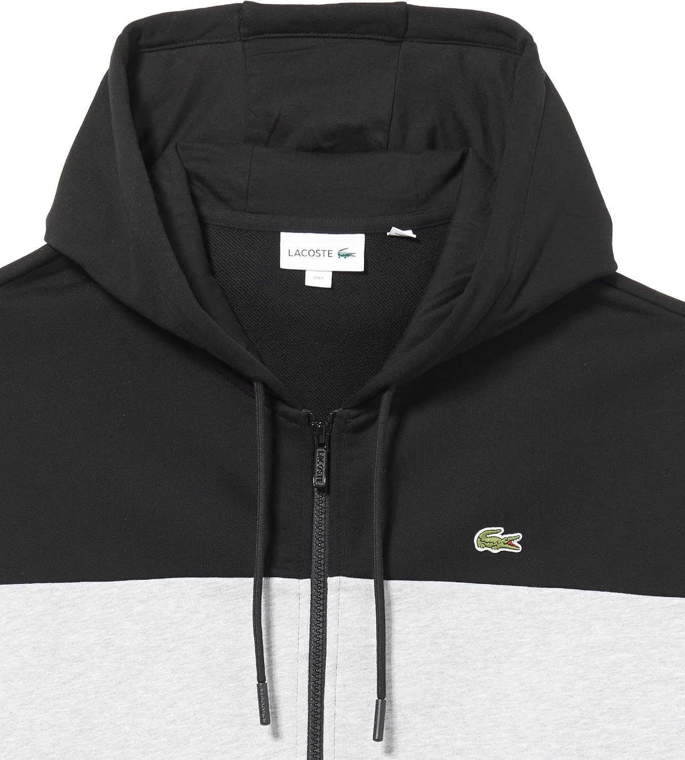 image:imageLacoste Mens Tall Fit Zipup HoodieBlackSilver Chine