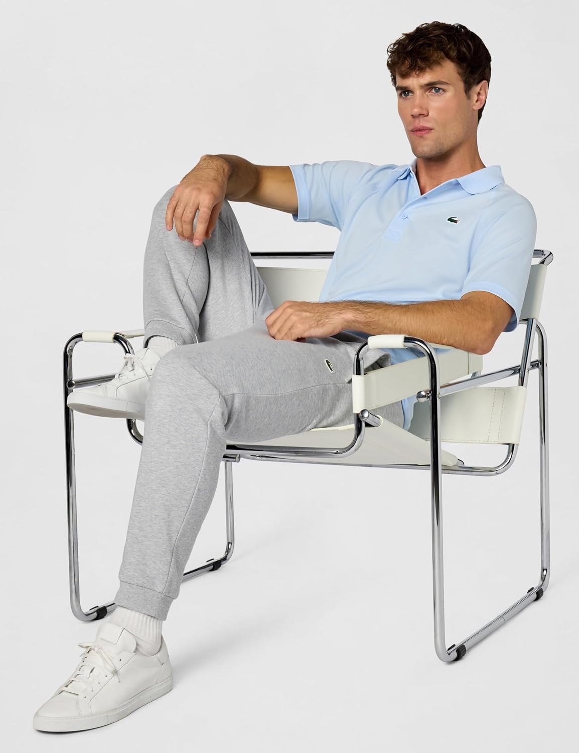 image:imageLacoste Mens Tapered Leg SweatpantsArgent Chine