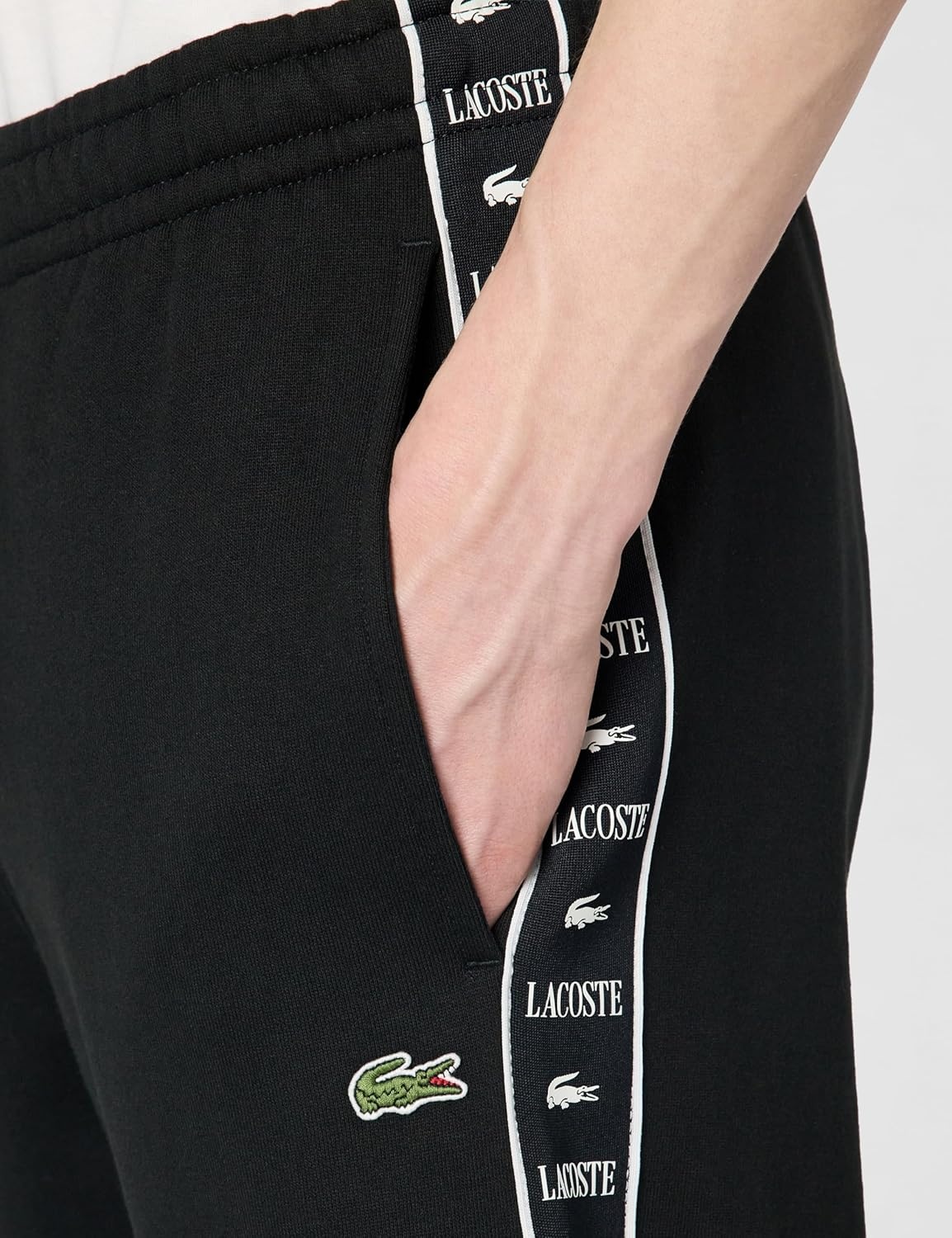 image:imageLacoste Mens Tapered Leg Taping SweatpantsBlack