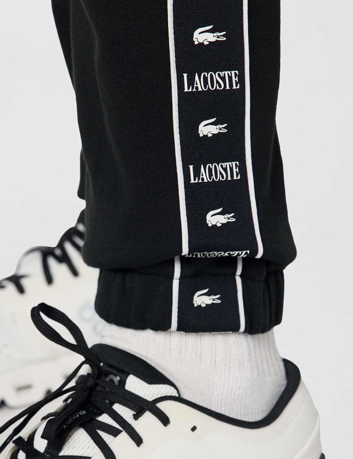 image:imageLacoste Mens Tapered Leg Taping SweatpantsBlack