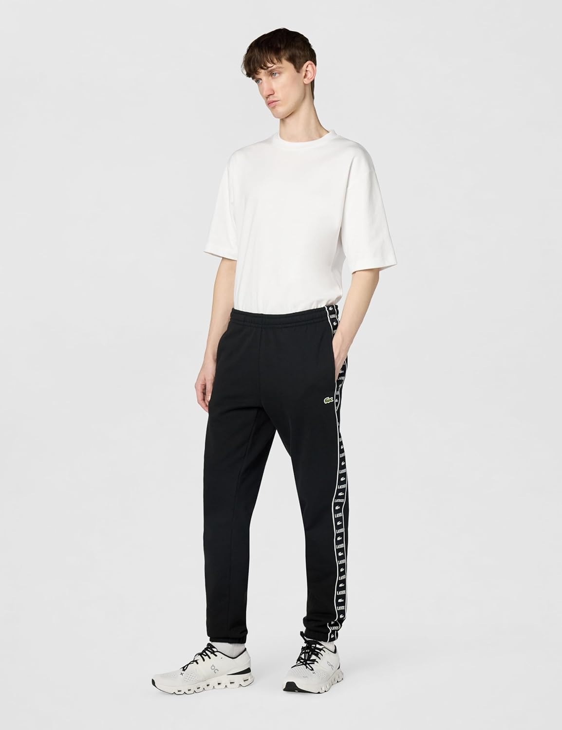image:imageLacoste Mens Tapered Leg Taping SweatpantsBlack