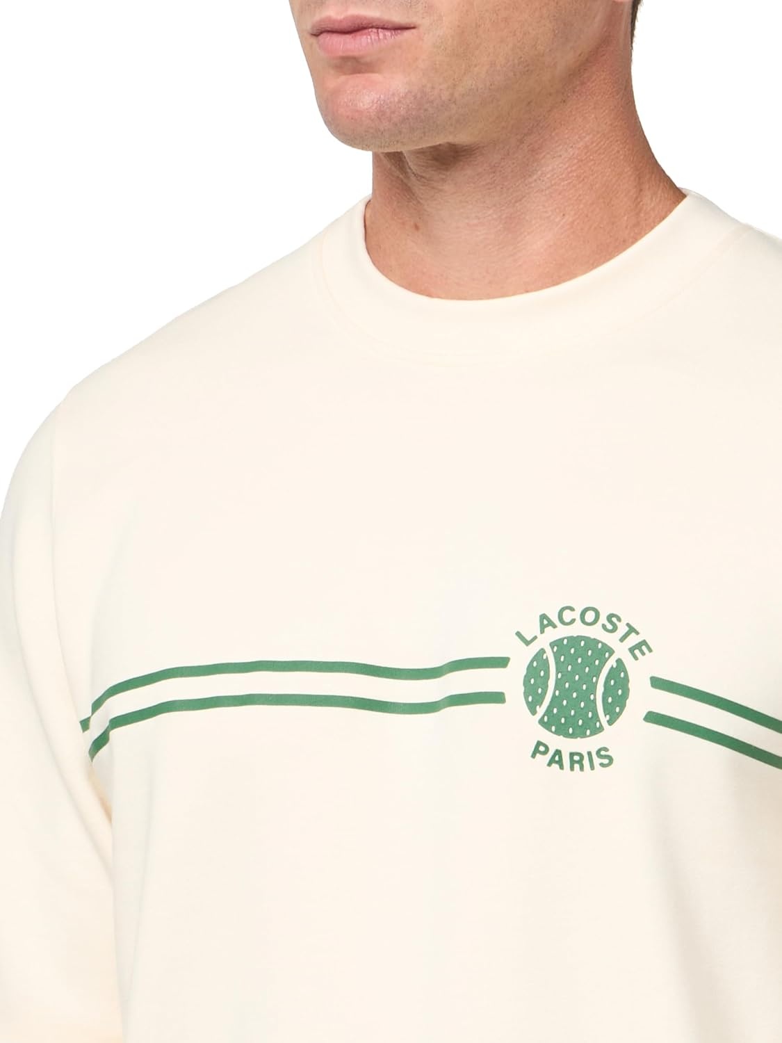 image:imageLacoste Mens Tennis Print Fleece SweatshirtOffWhite