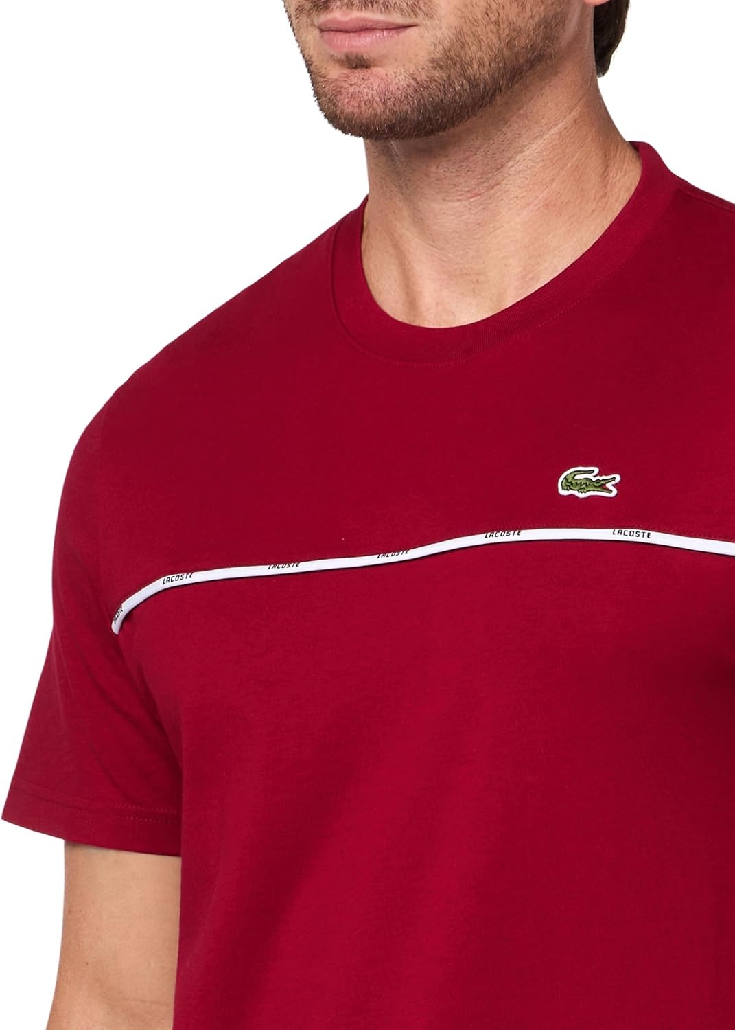 image:imageLacoste Mens Trim Cotton Jersey TShirtBordeaux