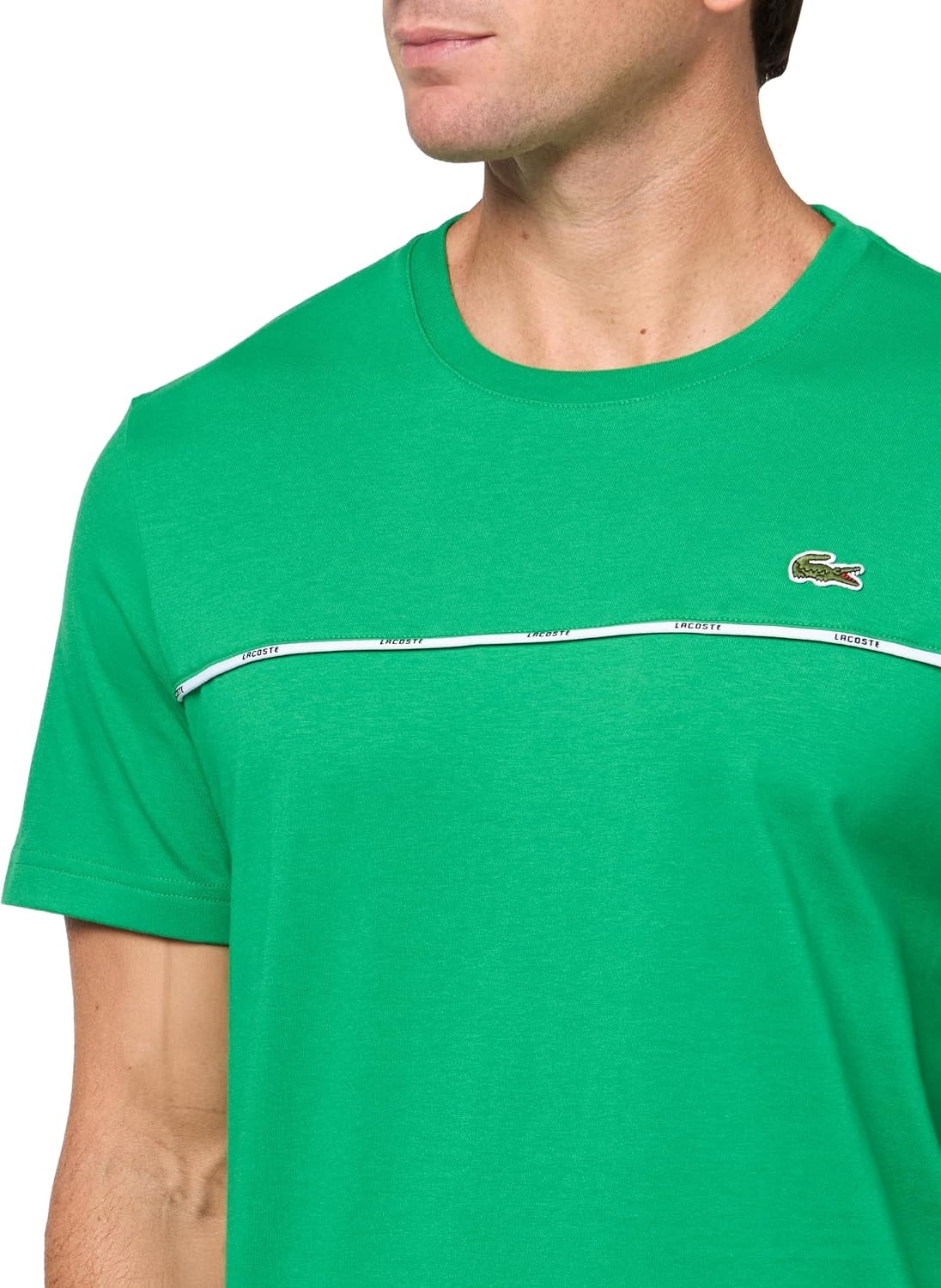 image:imageLacoste Mens Trim Cotton Jersey TShirtCalathea Green