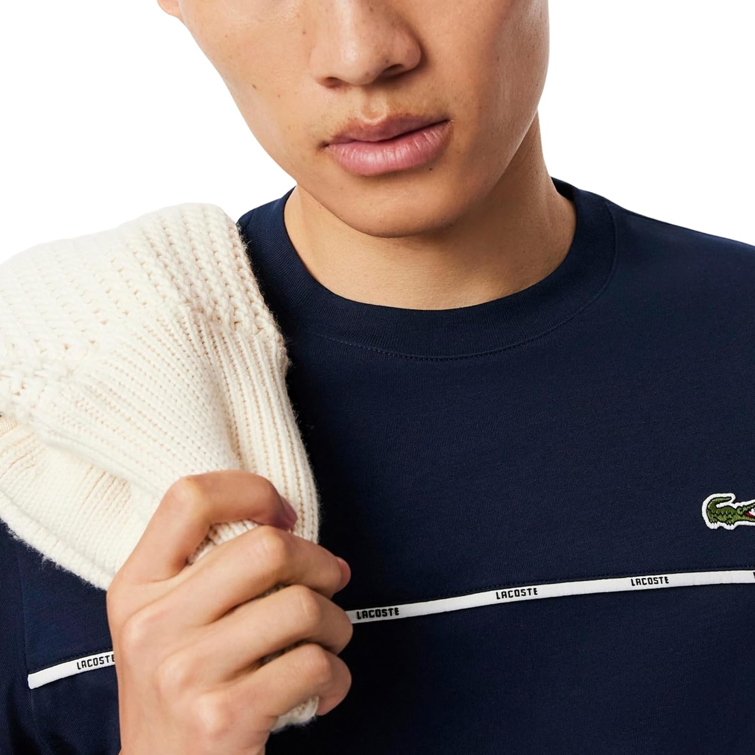 image:imageLacoste Mens Trim Cotton Jersey TShirtNavy Blue