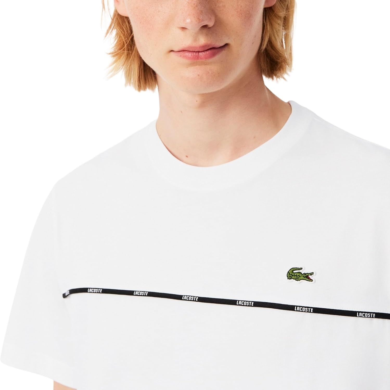 image:imageLacoste Mens Trim Cotton Jersey TShirtWhite