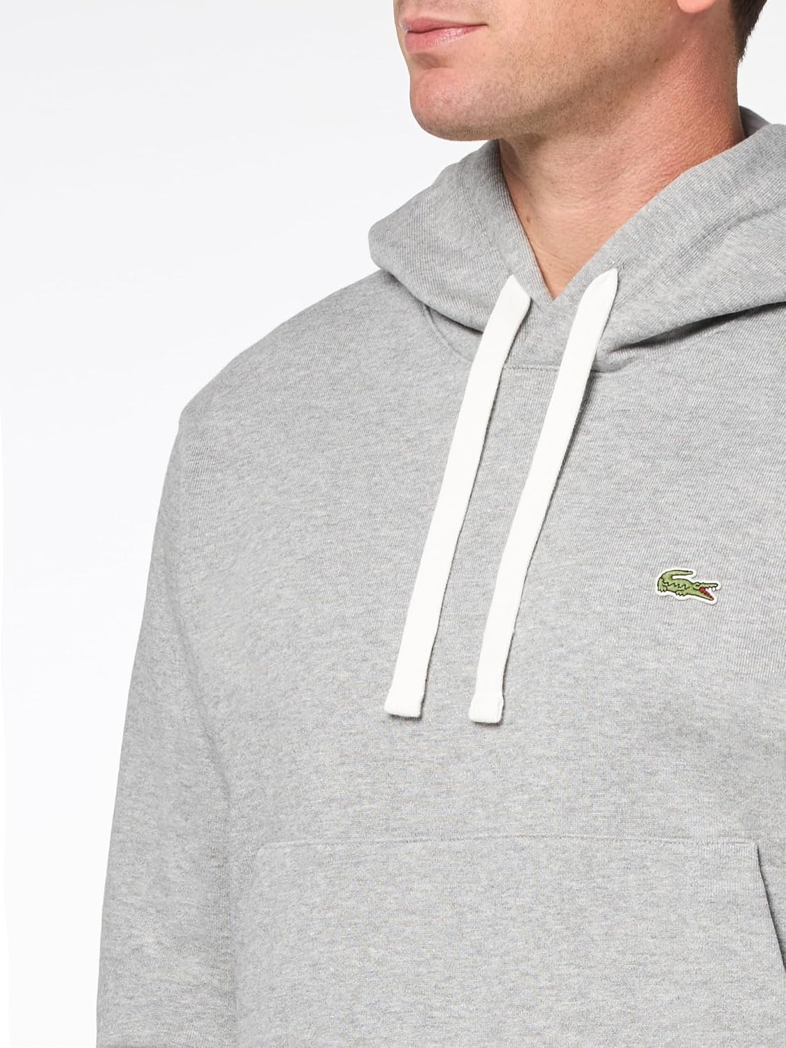 image:imageLacoste Mens Unisex Hooded Organic Cotton SweatshirtHeather Wall Chine