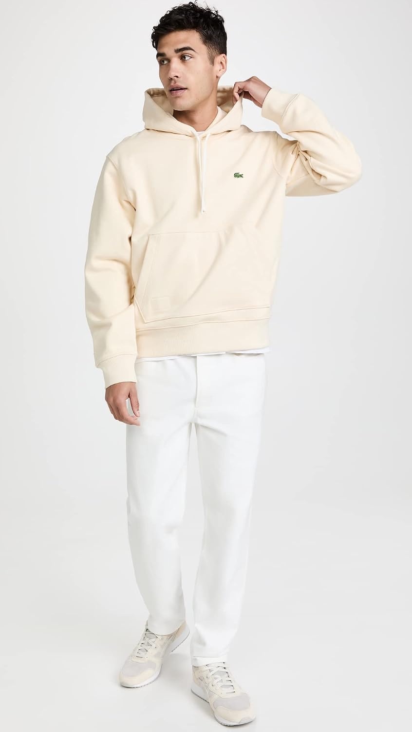 image:imageLacoste Mens Unisex Hooded Organic Cotton SweatshirtNatural Beige