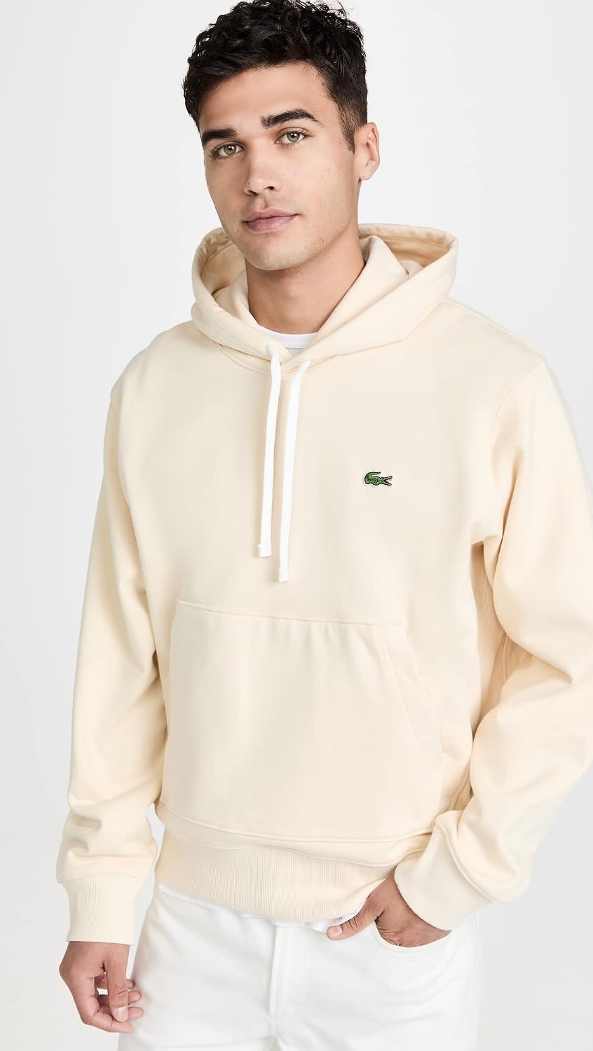 image:imageLacoste Mens Unisex Hooded Organic Cotton SweatshirtNatural Beige