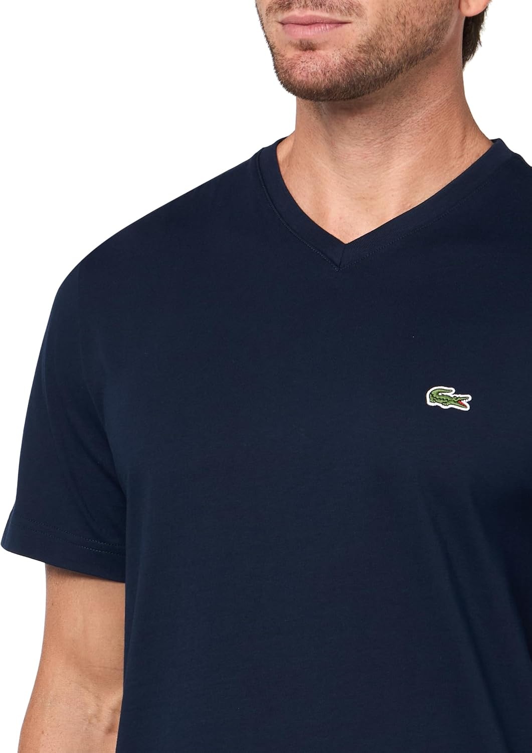 image:imageLacoste Mens V Neck Cotton TShirtNavy Blue