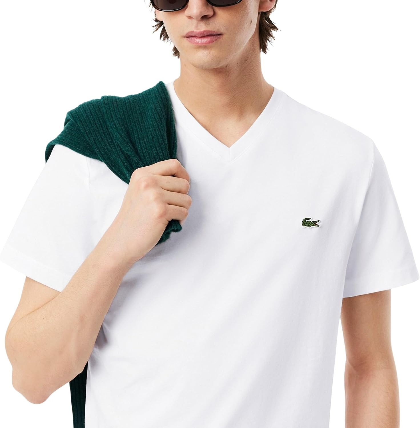 image:imageLacoste Mens V Neck Cotton TShirtWhite