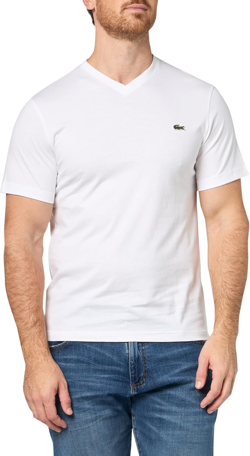 image:imageLacoste Mens V Neck Cotton TShirtWhite