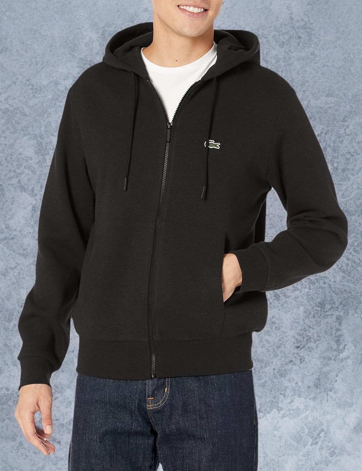 image:imageLacoste Mens ZipUp Fleece HoodieBlack