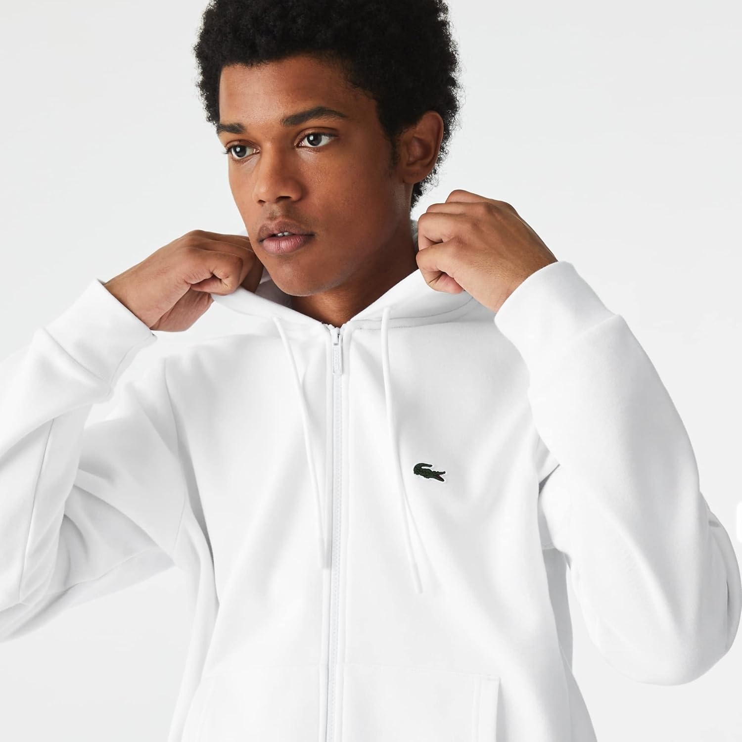 image:imageLacoste Mens ZipUp Fleece HoodieBlanc