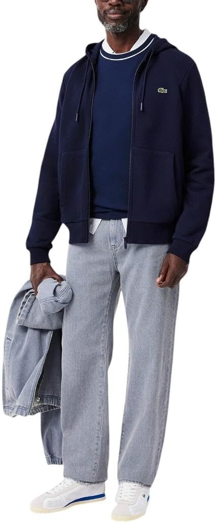 image:imageLacoste Mens ZipUp Fleece HoodieNavy Blue
