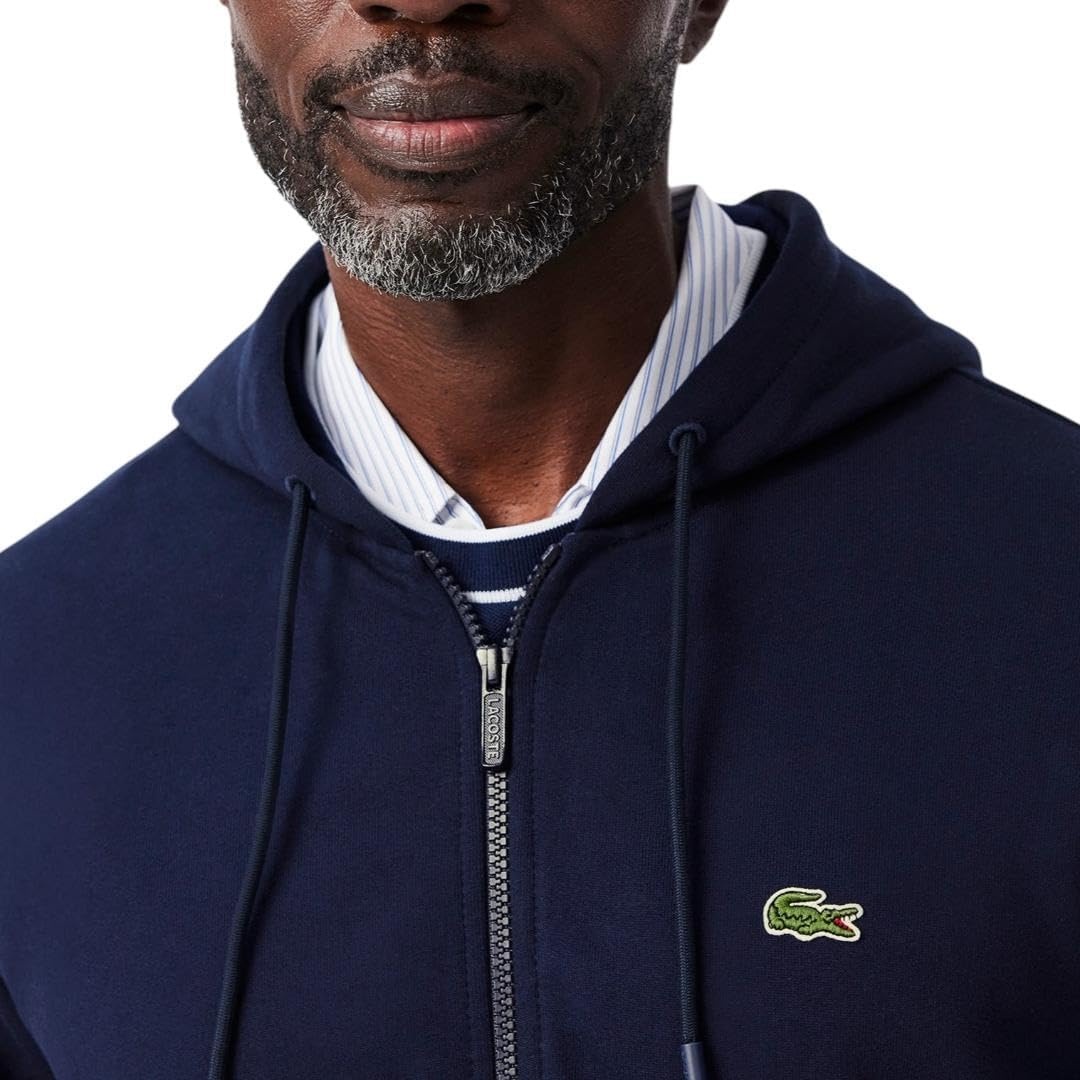 image:imageLacoste Mens ZipUp Fleece HoodieNavy Blue