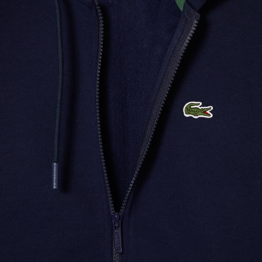 image:imageLacoste Mens ZipUp Fleece HoodieNavy Blue