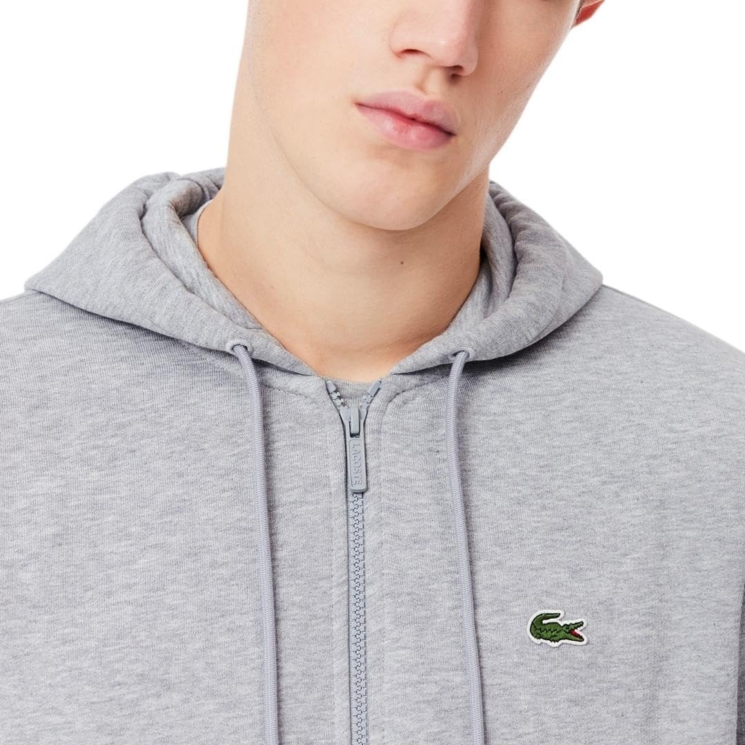 image:imageLacoste Mens ZipUp Fleece HoodieSilver Chine