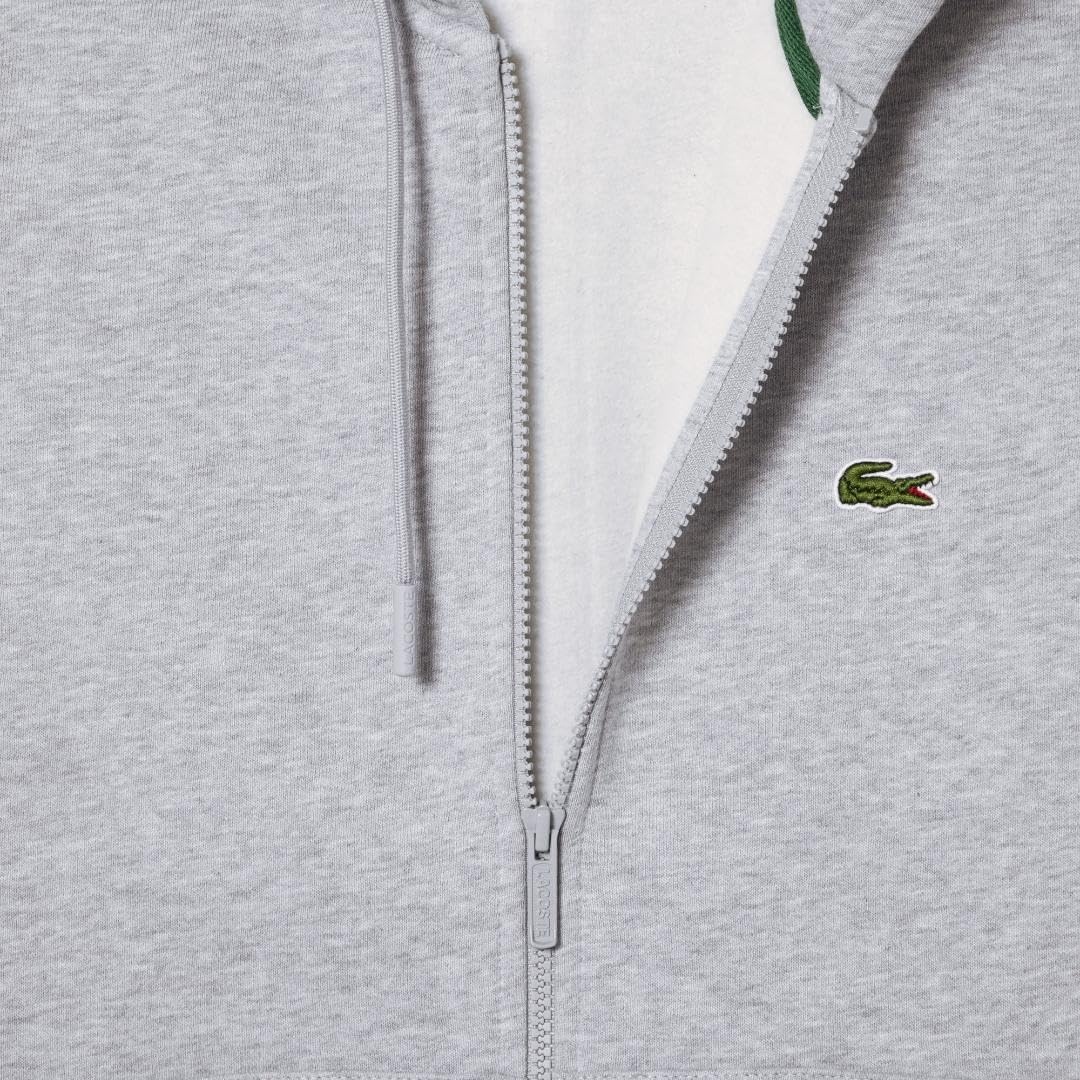 image:imageLacoste Mens ZipUp Fleece HoodieSilver Chine