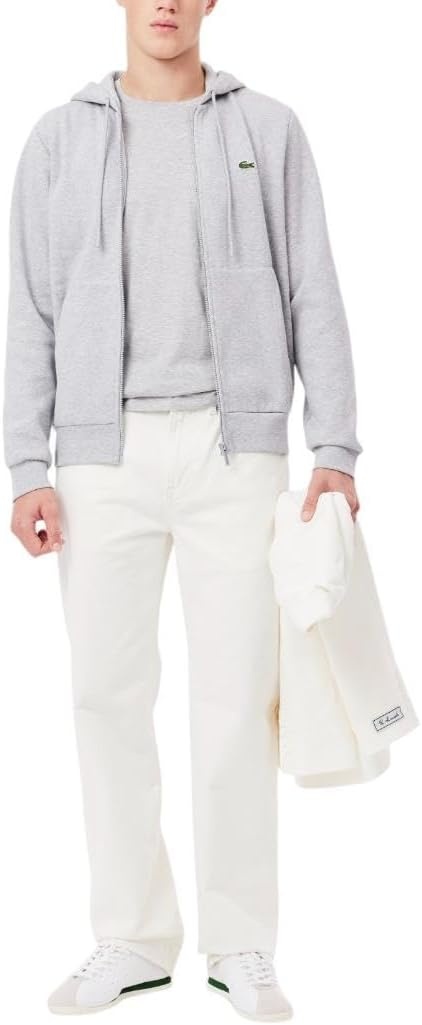 image:imageLacoste Mens ZipUp Fleece HoodieSilver Chine