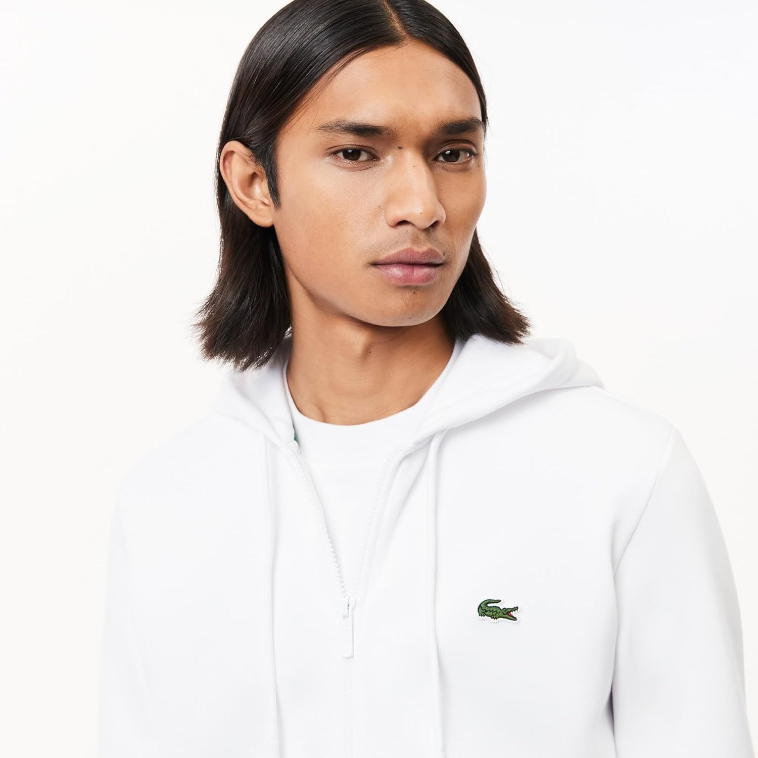 image:imageLacoste Mens ZipUp Fleece HoodieWhite