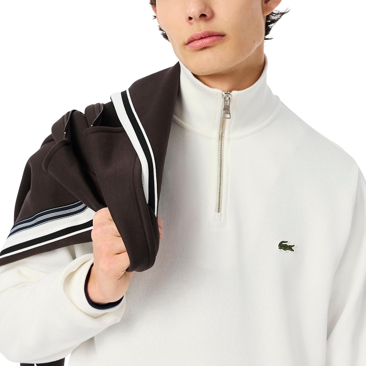image:imageLacoste Mens ZipUp High Neck Interlock SweatshirtFlour