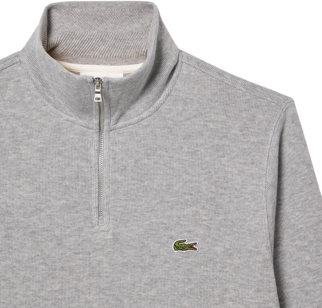 image:imageLacoste Mens ZipUp High Neck Interlock SweatshirtSilver Chine