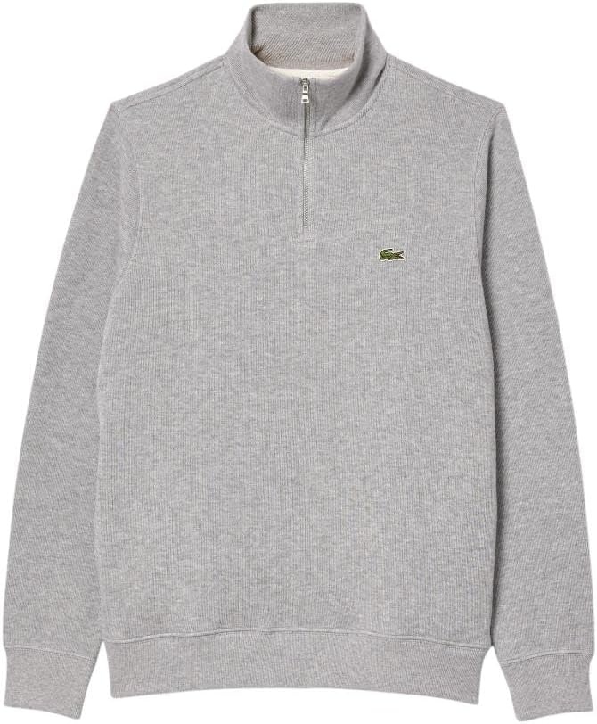 image:imageLacoste Mens ZipUp High Neck Interlock SweatshirtSilver Chine