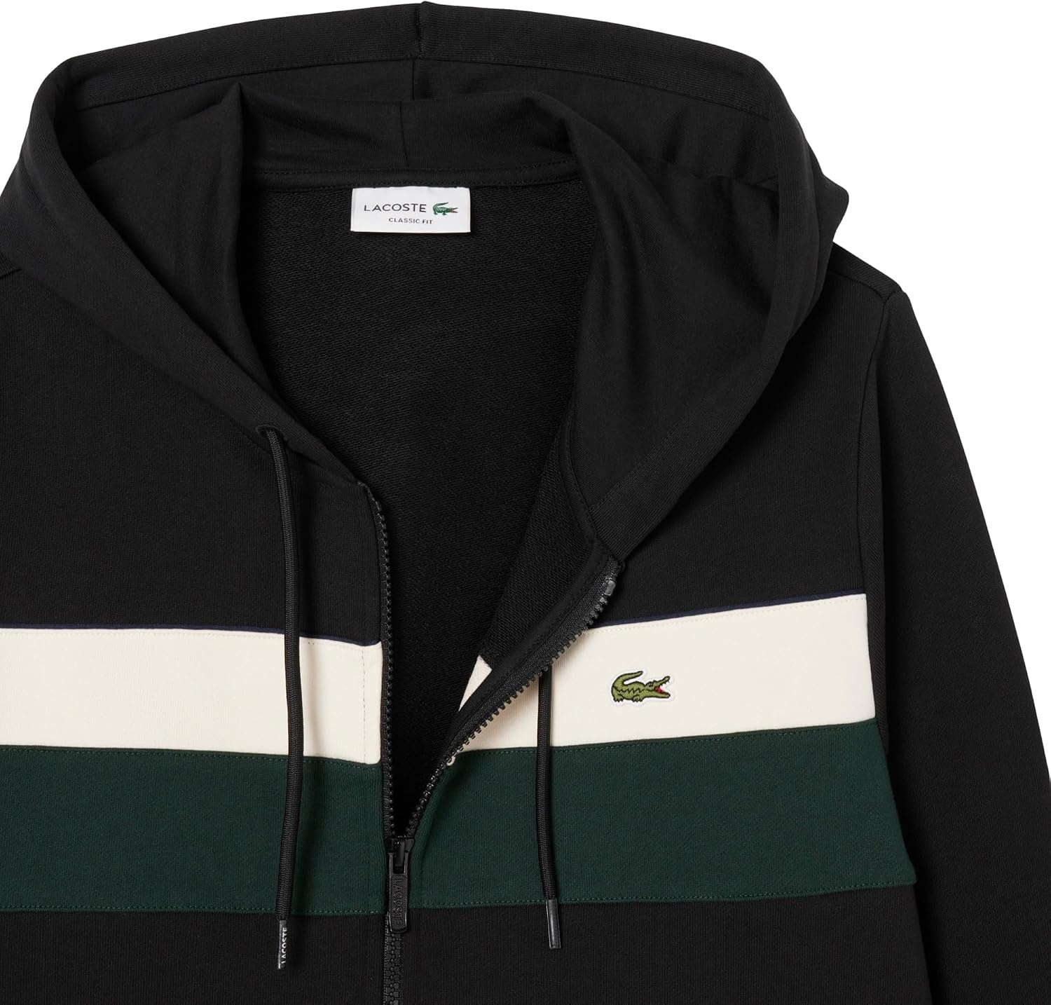 image:imageLacoste Mens Zipped Colorblock HoodieBlackLaplandSinople