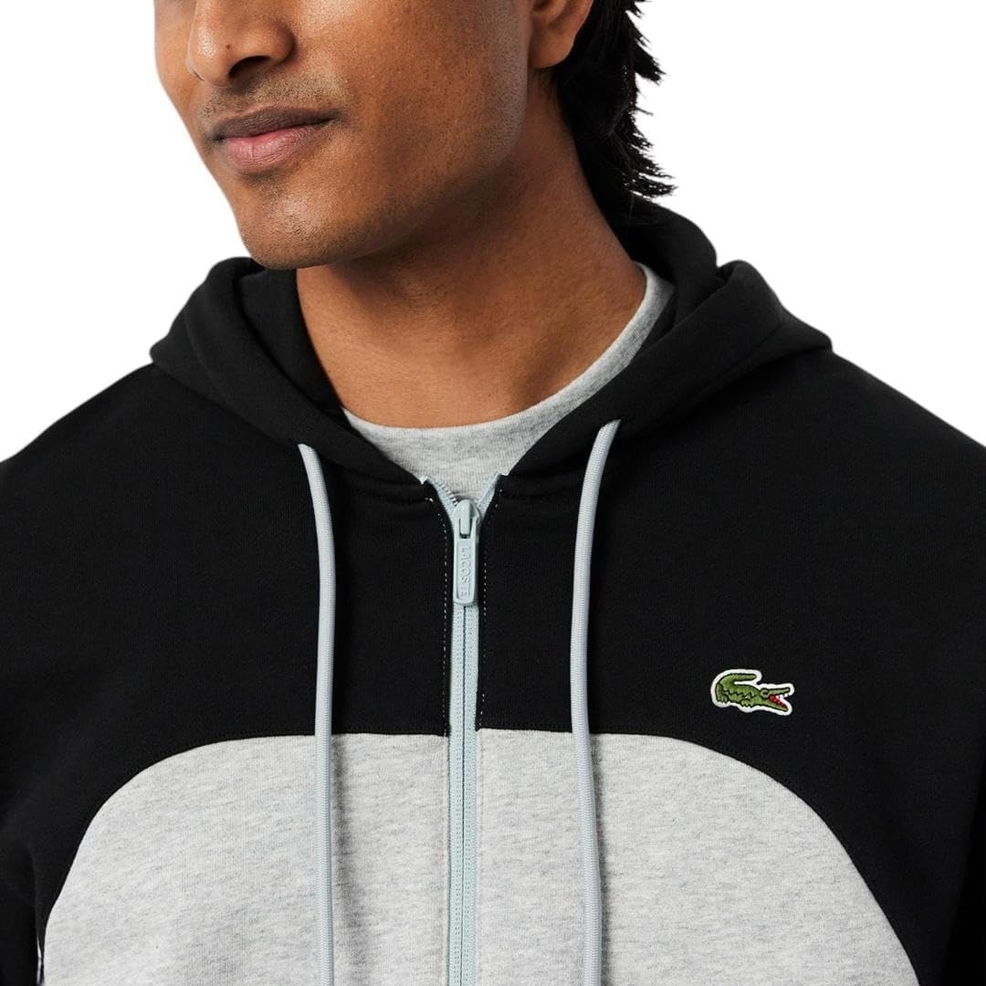 image:imageLacoste Mens Zipped Colorblock HoodieGray Black