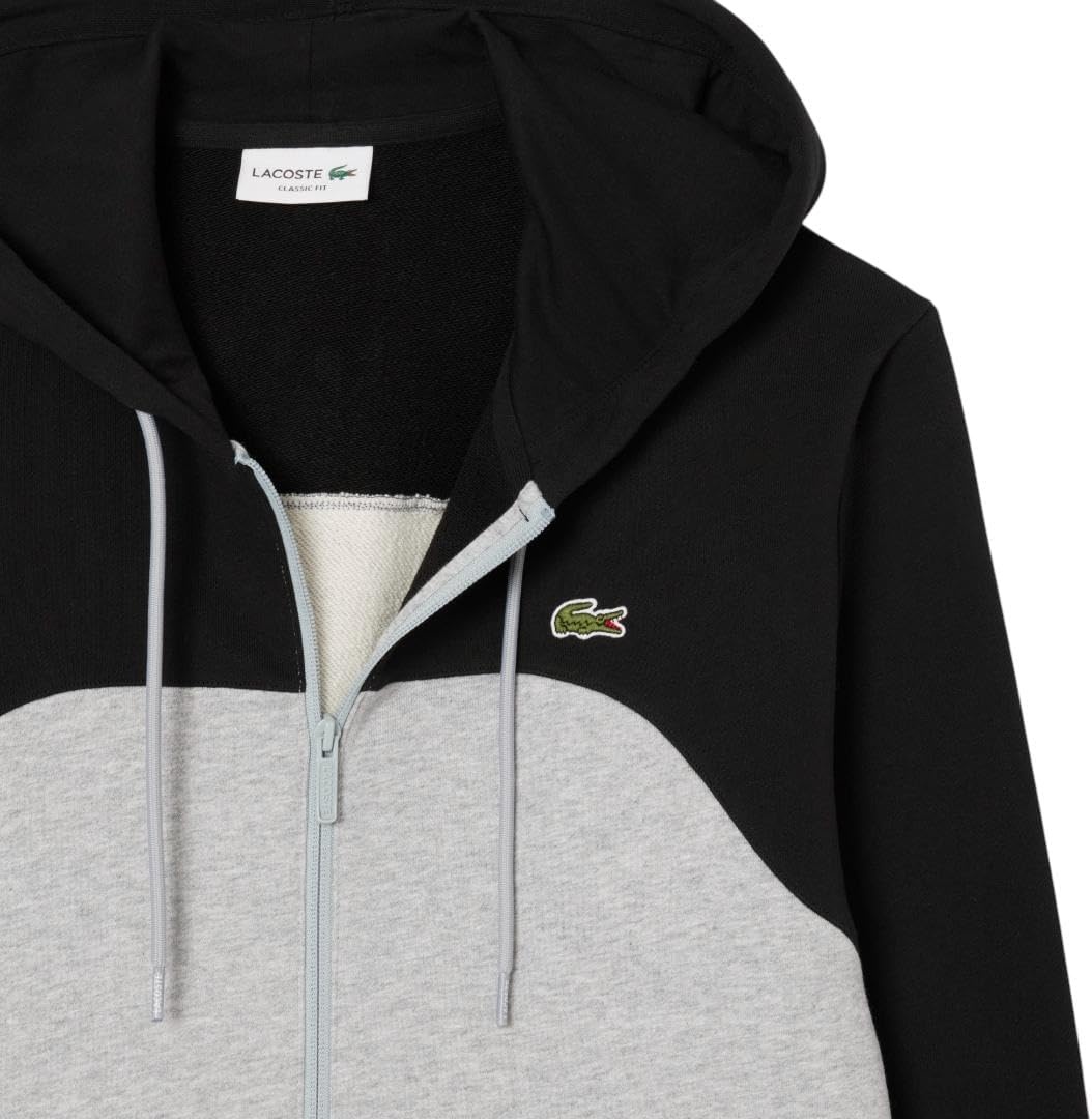 image:imageLacoste Mens Zipped Colorblock HoodieGray Black
