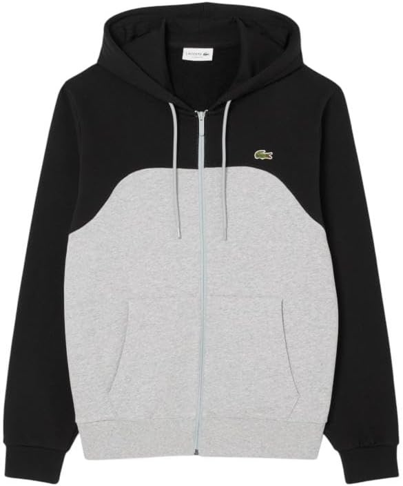 image:imageLacoste Mens Zipped Colorblock HoodieGray Black