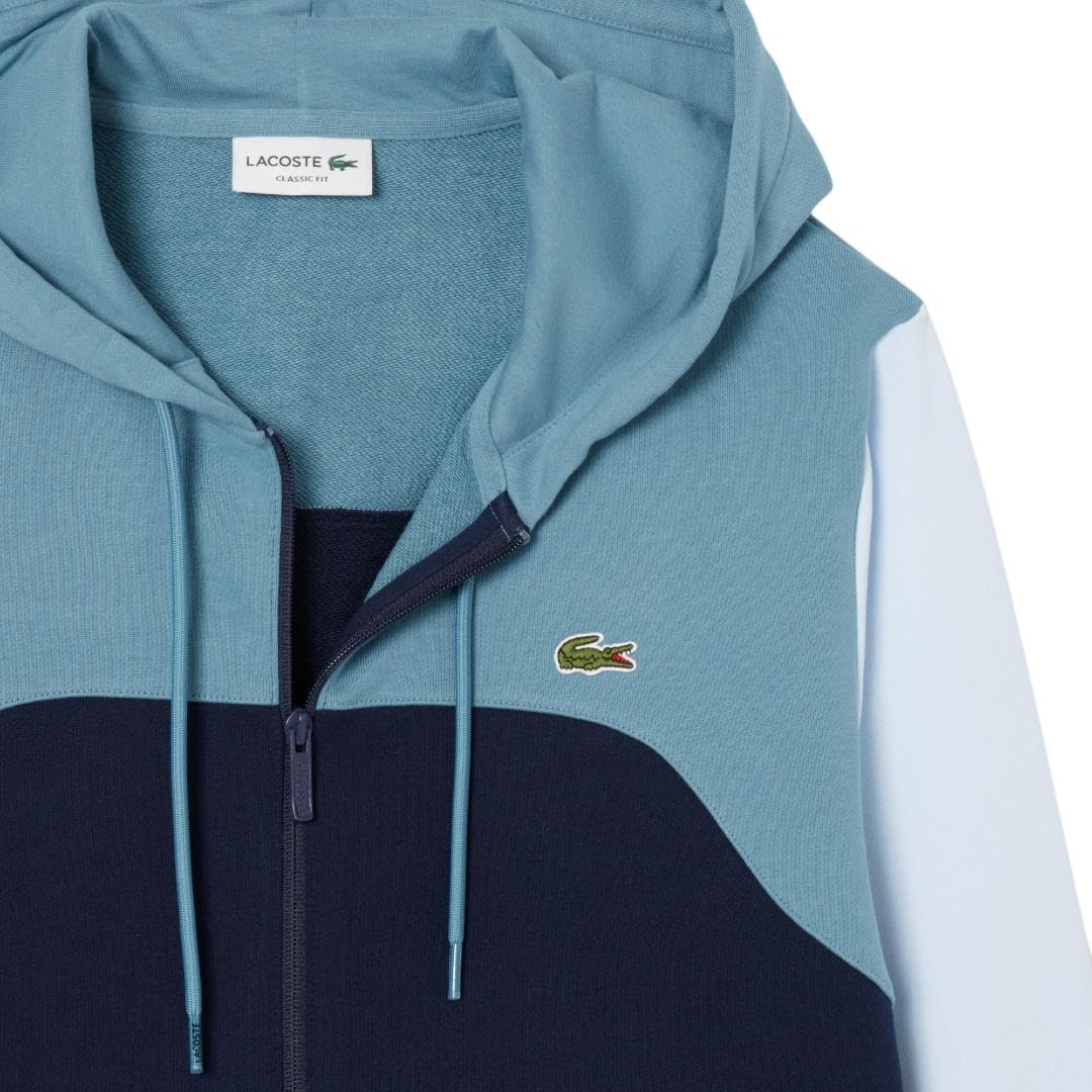 image:imageLacoste Mens Zipped Colorblock HoodieNavy Blue Dark Blue Light Blue