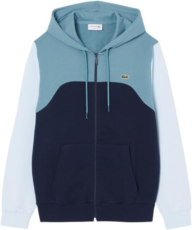 image:imageLacoste Mens Zipped Colorblock HoodieNavy Blue Dark Blue Light Blue