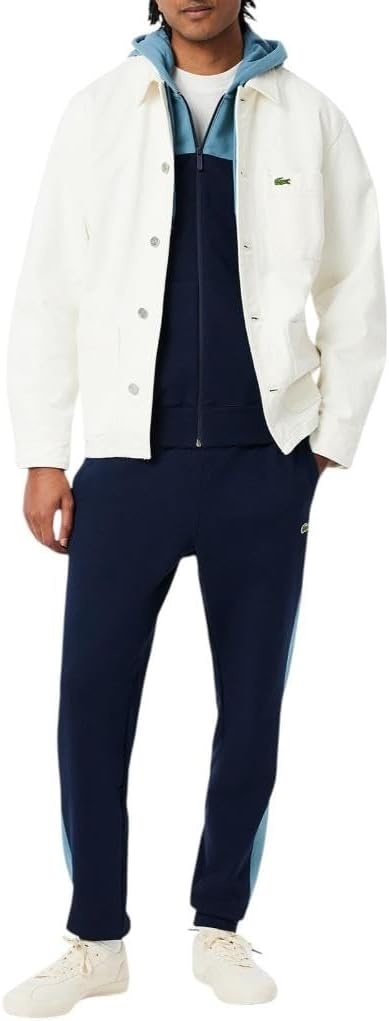 image:imageLacoste Mens Zipped Colorblock HoodieNavy Blue Dark Blue Light Blue
