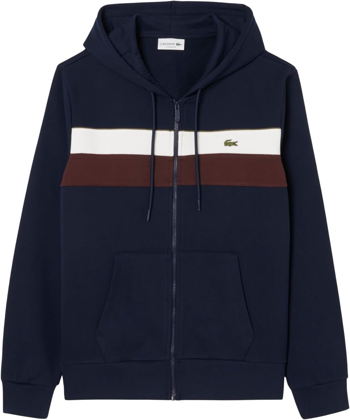 image:imageLacoste Mens Zipped Colorblock HoodieNavy BlueFlourRed Vermouth