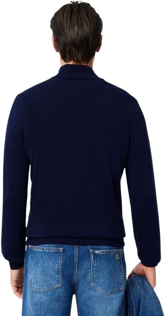 image:imageLacoste Mens Zipped High Neck Cotton SweaterNavy Blue