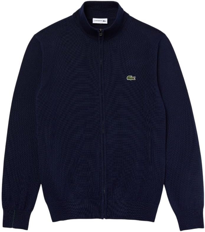 image:imageLacoste Mens Zipped High Neck Cotton SweaterNavy Blue
