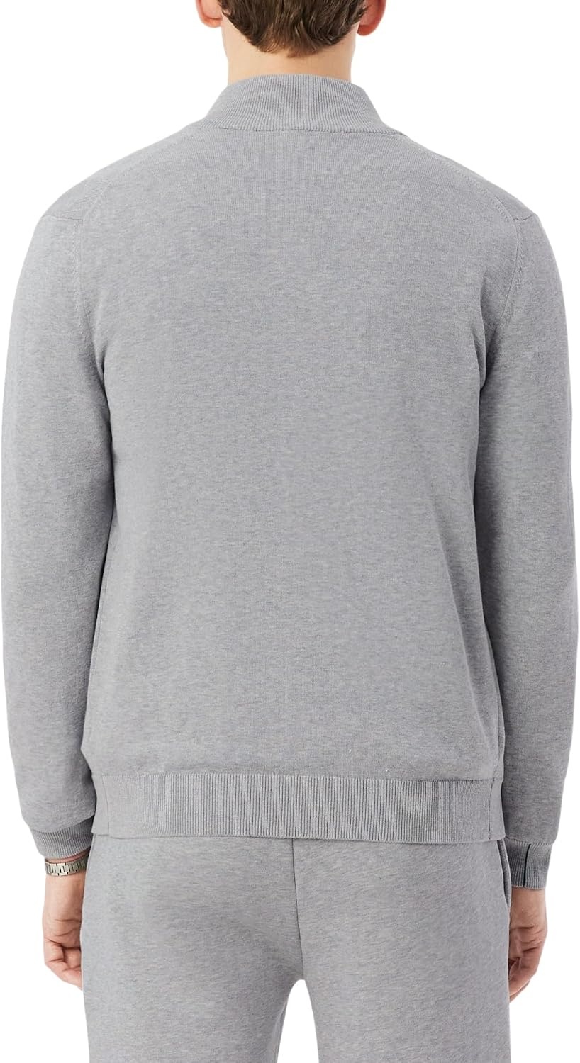 image:imageLacoste Mens Zipped High Neck Cotton SweaterSilver Chine