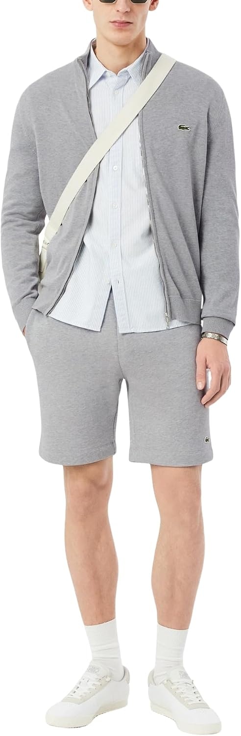 image:imageLacoste Mens Zipped High Neck Cotton SweaterSilver Chine