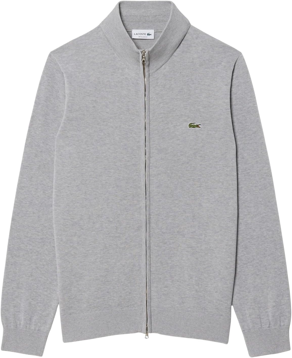 image:imageLacoste Mens Zipped High Neck Cotton SweaterSilver Chine