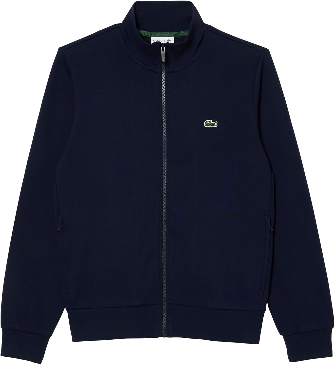 image:imageLacoste Mens Zipup High Neck Fleece SweatshirtNavy Blue