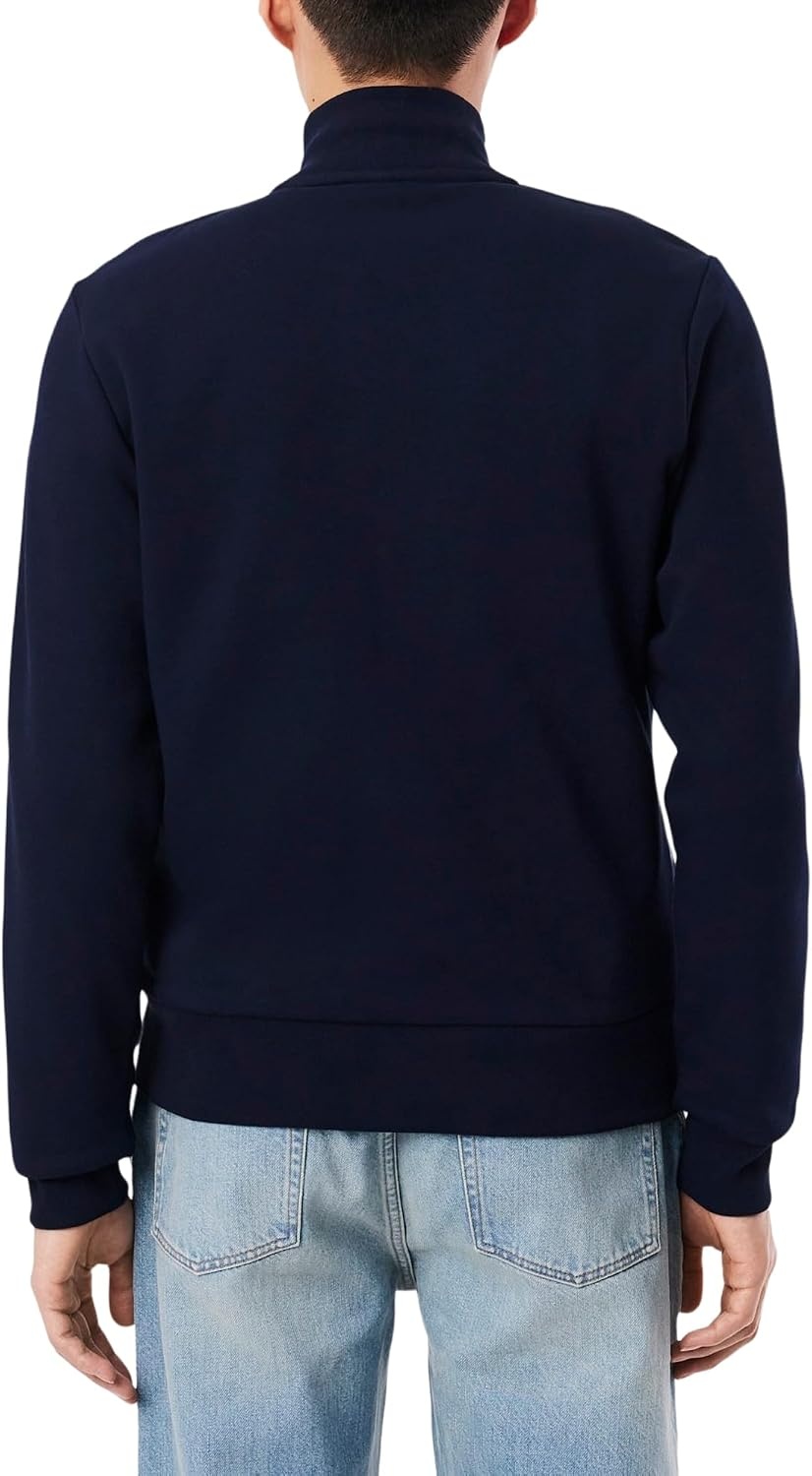image:imageLacoste Mens Zipup High Neck Fleece SweatshirtNavy Blue