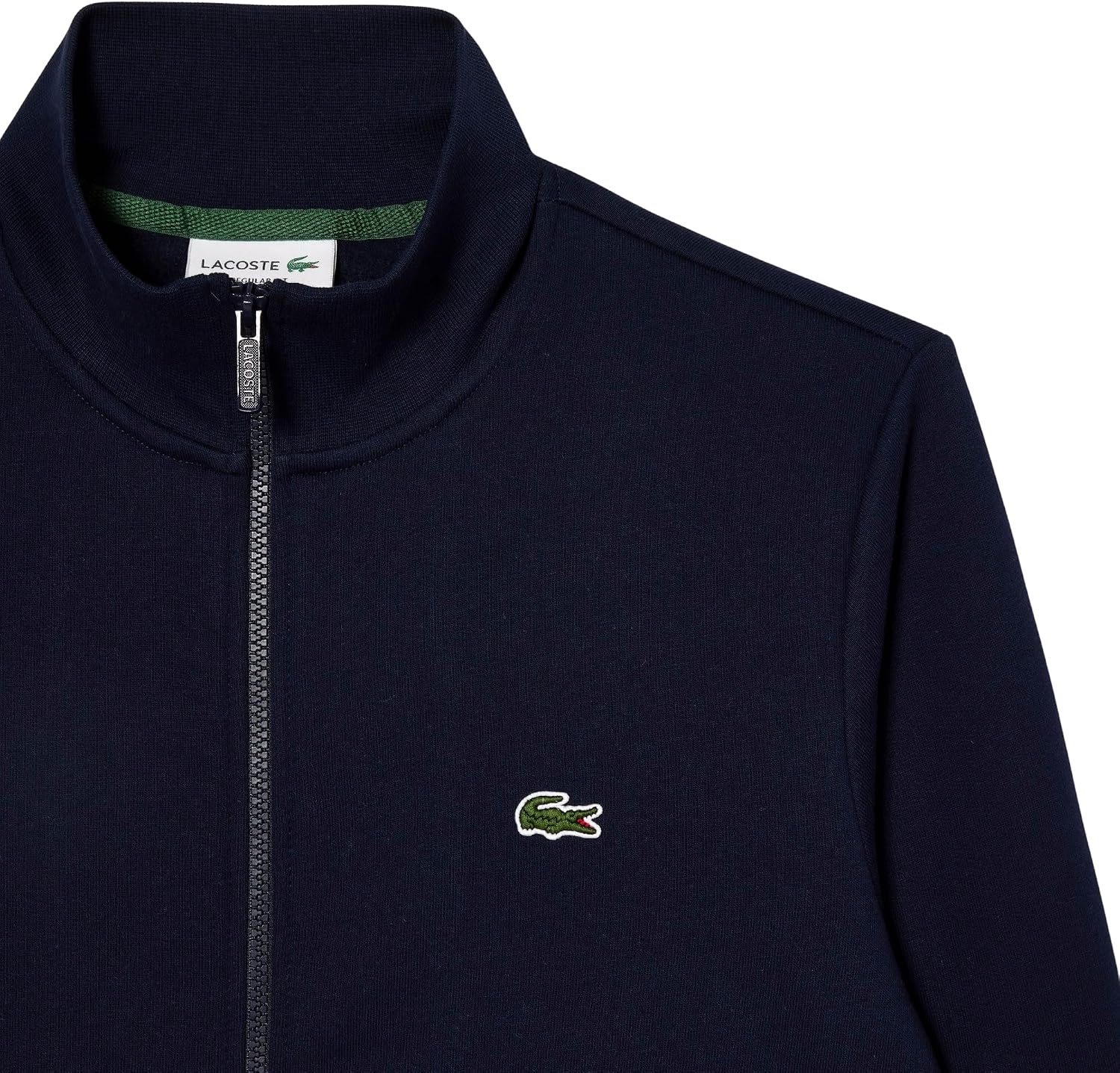 image:imageLacoste Mens Zipup High Neck Fleece SweatshirtNavy Blue