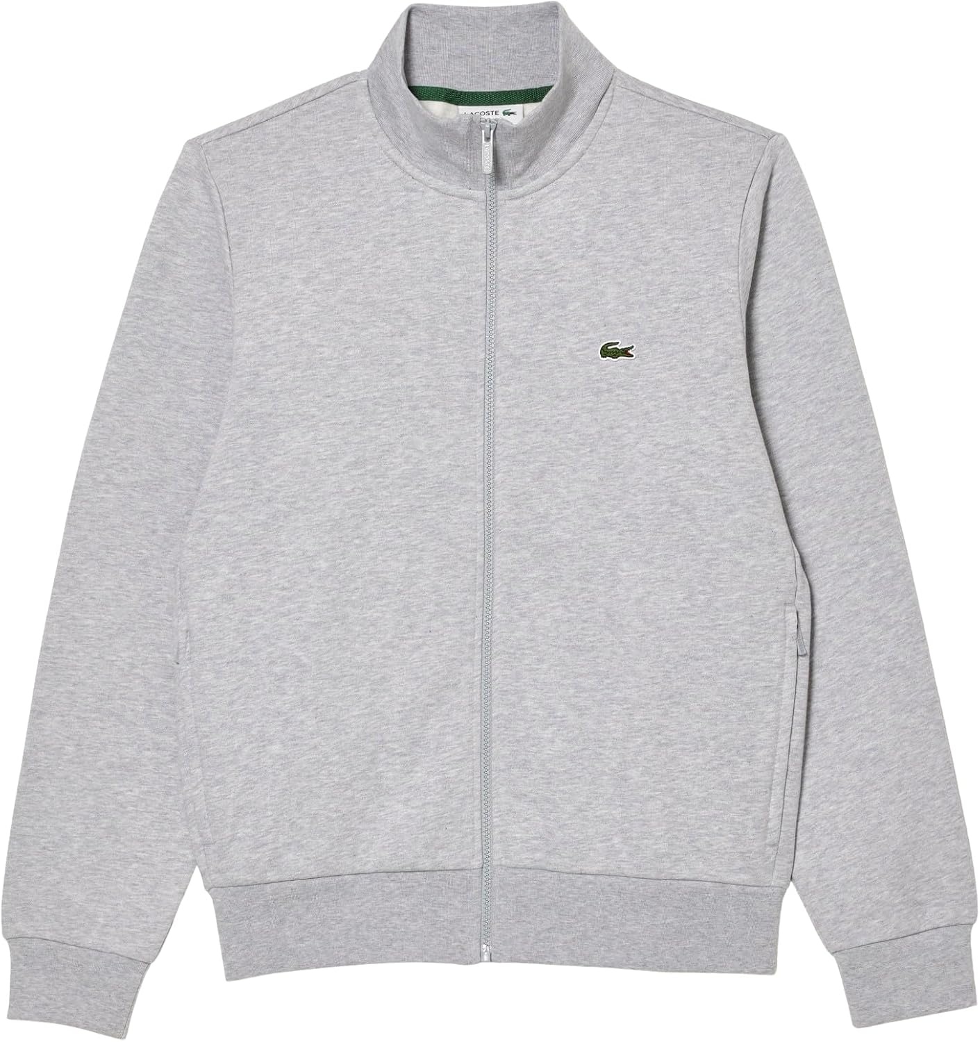 image:imageLacoste Mens Zipup High Neck Fleece SweatshirtSilver Chine
